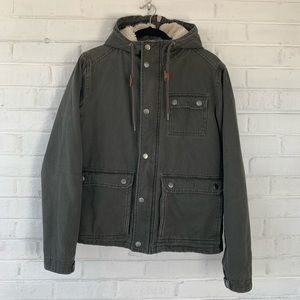 Men's Hooded Sherpa-Lined Utility Jacket - Olive